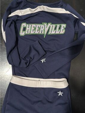 Cheerville prep uniform YS Navy & White Girls' Cheer Top and Skirt Set